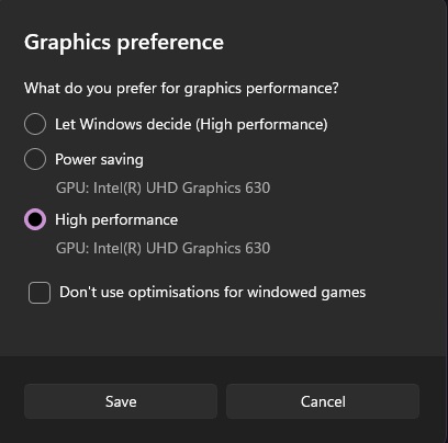 Enable high performance on pc
