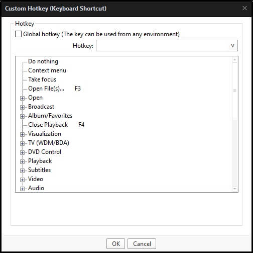 Hotkeys in potplayer