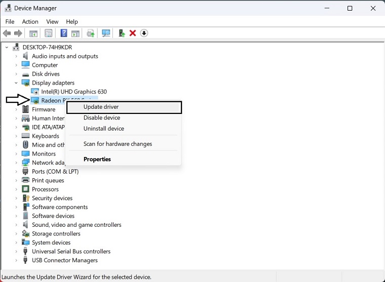 Update the graphics card driver
