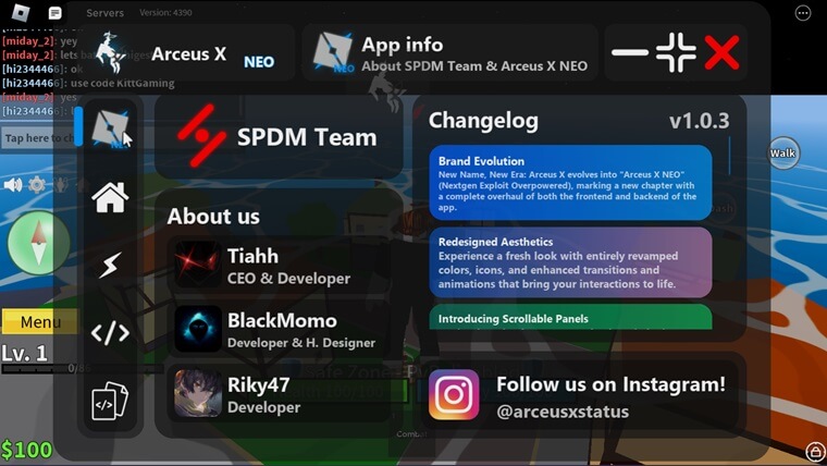 Arceus x neo main screen