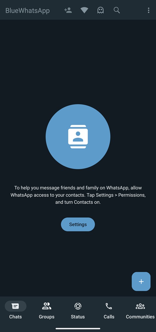 Blue whatsapp plus home screen