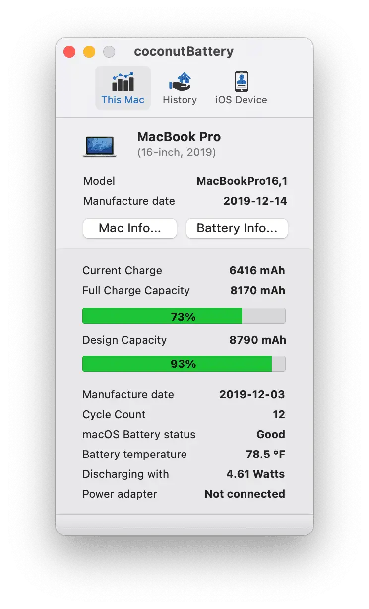 Coconutbattery screenshot 2