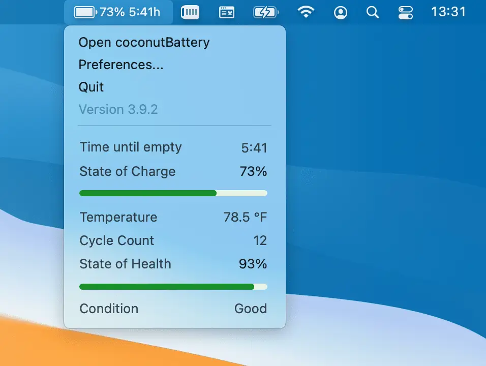 Coconutbattery screenshot 3