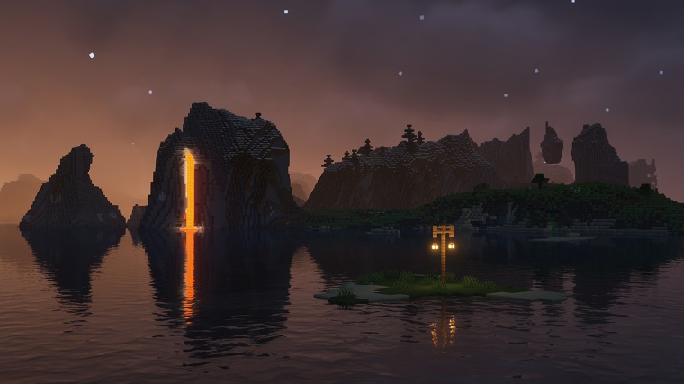 Complementary shaders mountains near ocean