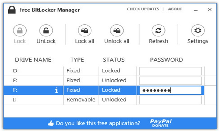 Free bitlocker manager screenshot