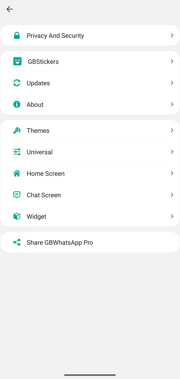 Gb whatsapp settings screen