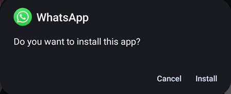 Installing whatsapp via apk