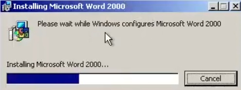 Installation process underway of microsoft office 2000