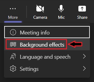 Changing background effects in Teams during a meeting