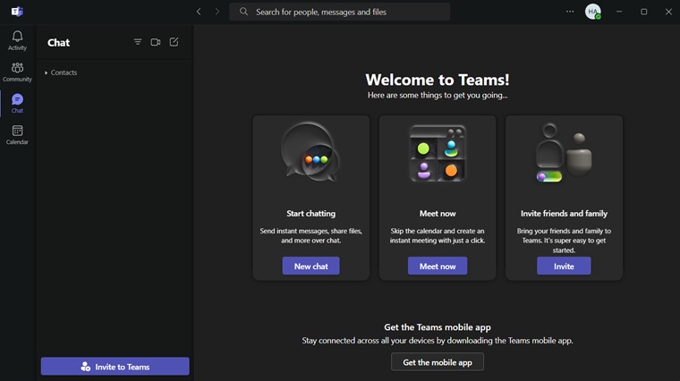Microsoft teams chats tab