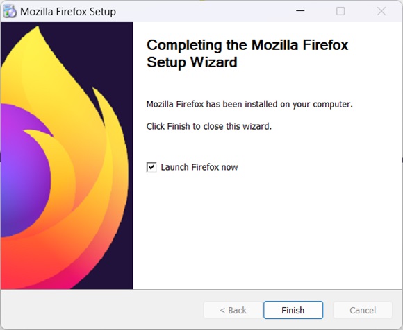 Mozilla firefox installation via offline installer complete