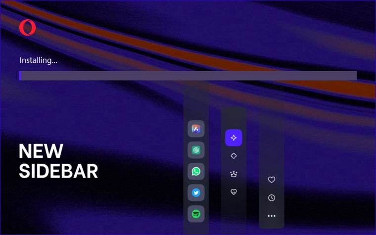 Opera installation underway via offline installer