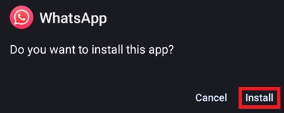 Red whatsapp apk installation