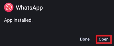 Red whatsapp apk installation complete