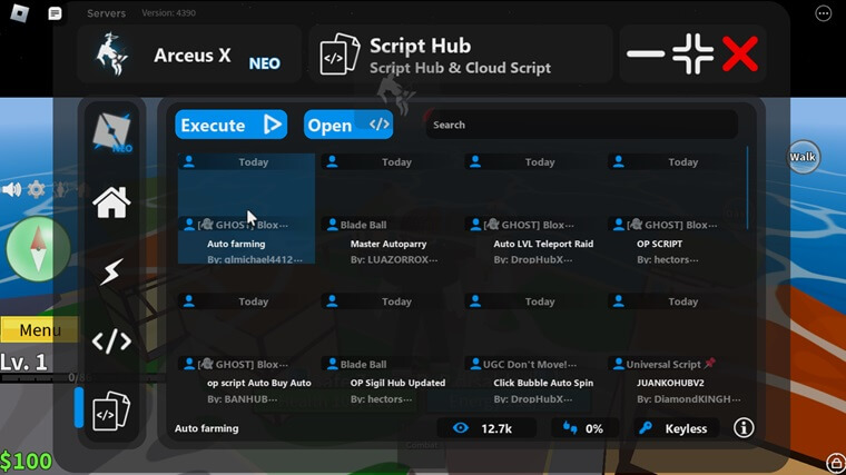 Script hub cloud script menu