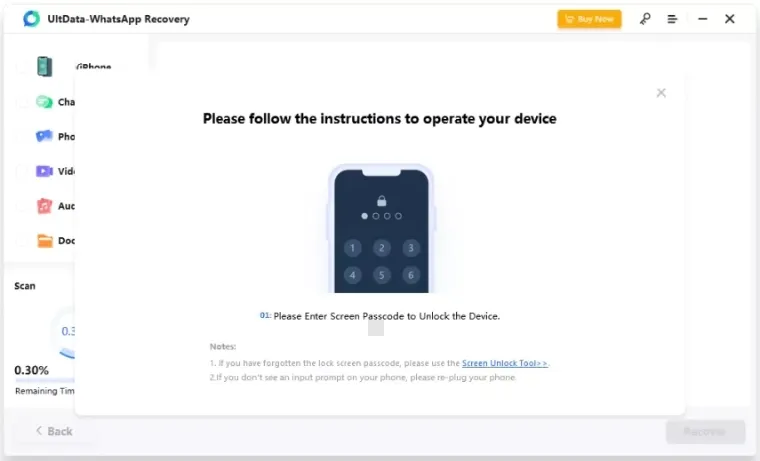 Tenorshare ultdata whatsapp recovery screenshot 2