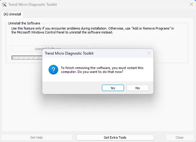 Trend micro diagnostic toolkit uninstall utility screenshot 3