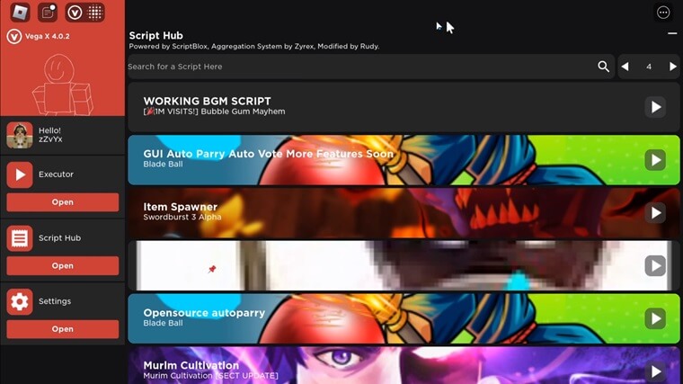 Vega x executor screenshot