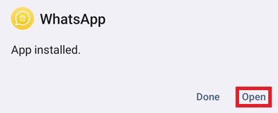 Whatsapp gold apk installation complete