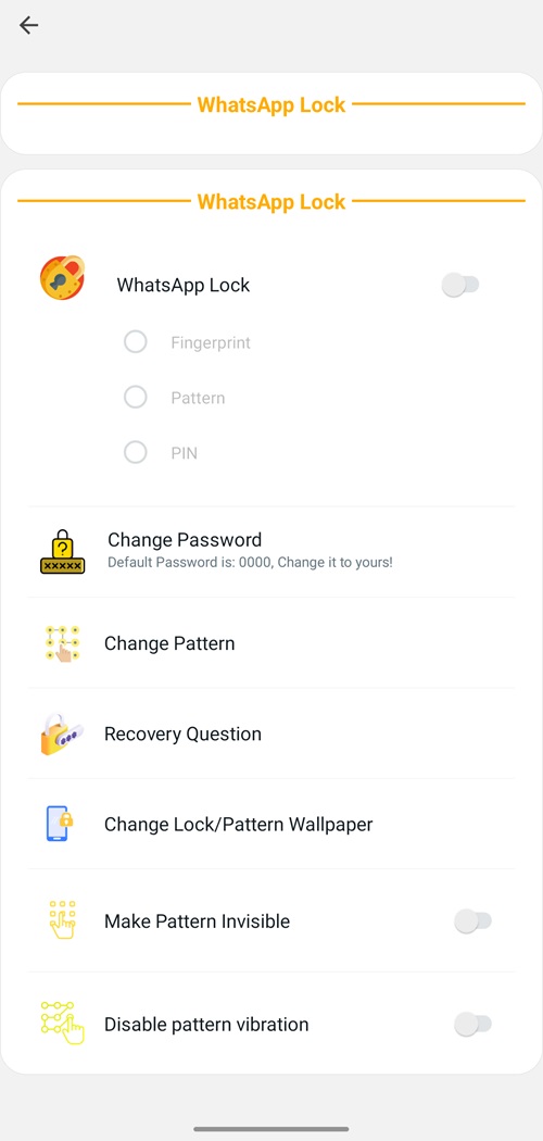Whatsapp gold app lock settings