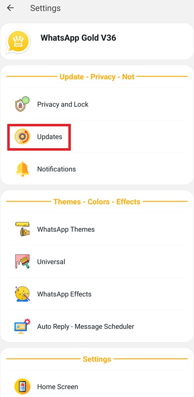 Whatsapp gold updates option