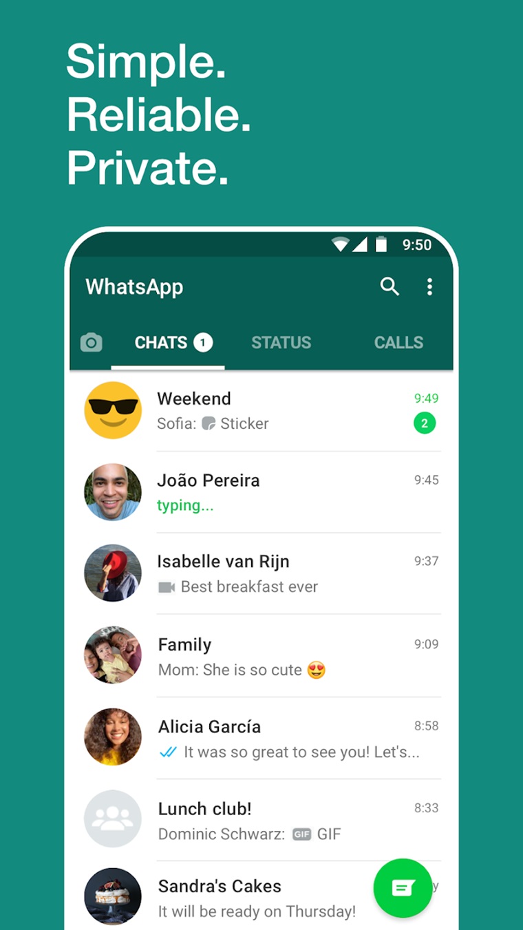 Whatsapp messenger homescreen