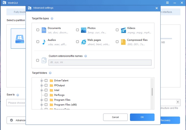 Winfrgui screenshot 2