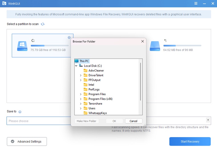 Winfrgui screenshot 3