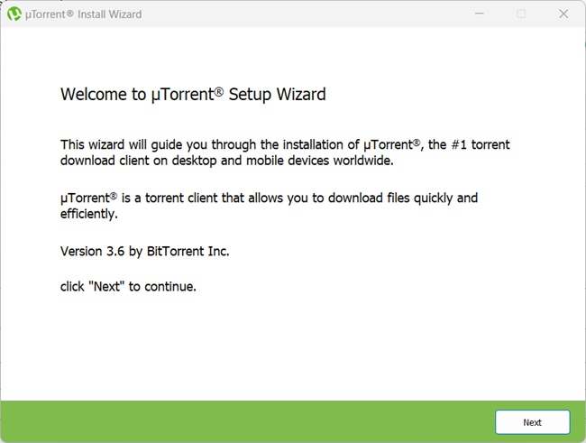 Utorrent setup wizard