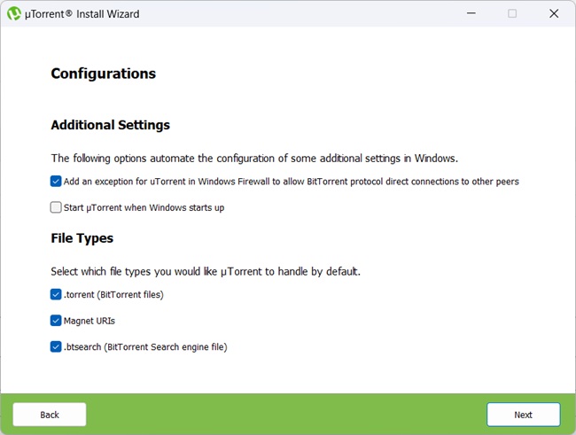 Utorrent choosing additional options