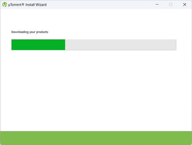 Utorrent choosing installation underway